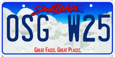 SD license plate 0SGW25