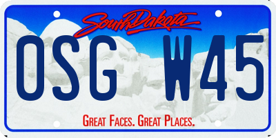 SD license plate 0SGW45