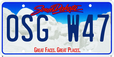 SD license plate 0SGW47