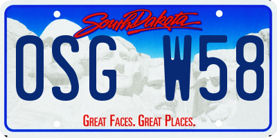 SD license plate 0SGW58