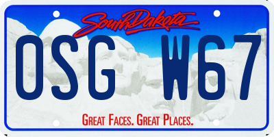 SD license plate 0SGW67