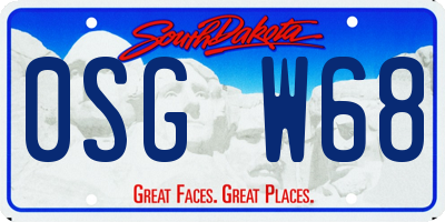 SD license plate 0SGW68