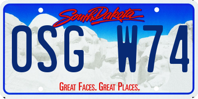 SD license plate 0SGW74