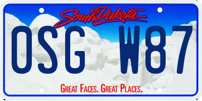 SD license plate 0SGW87