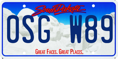 SD license plate 0SGW89