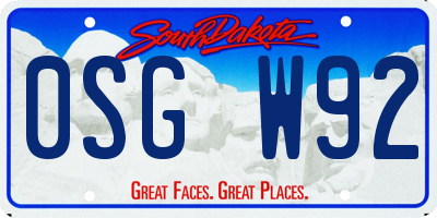 SD license plate 0SGW92