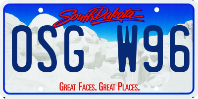 SD license plate 0SGW96
