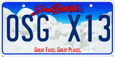 SD license plate 0SGX13