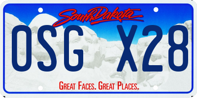 SD license plate 0SGX28