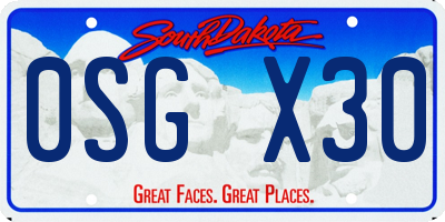 SD license plate 0SGX30