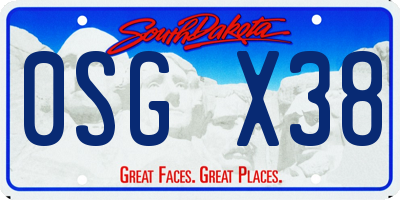 SD license plate 0SGX38