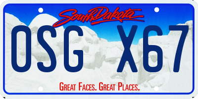 SD license plate 0SGX67