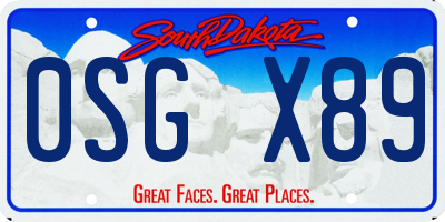 SD license plate 0SGX89