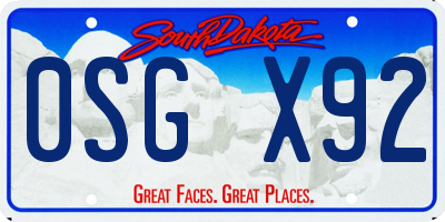SD license plate 0SGX92