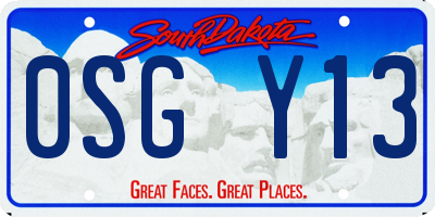 SD license plate 0SGY13