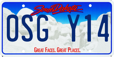 SD license plate 0SGY14
