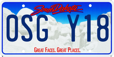 SD license plate 0SGY18