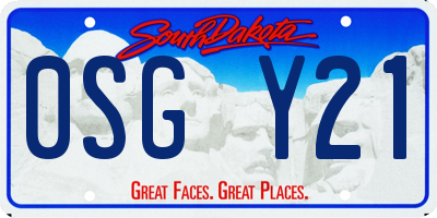 SD license plate 0SGY21