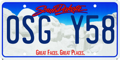 SD license plate 0SGY58