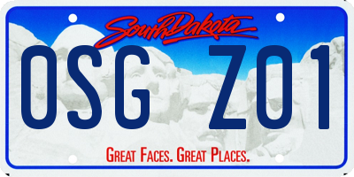 SD license plate 0SGZ01