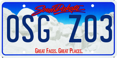SD license plate 0SGZ03