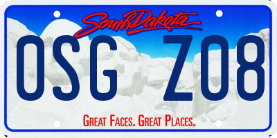 SD license plate 0SGZ08