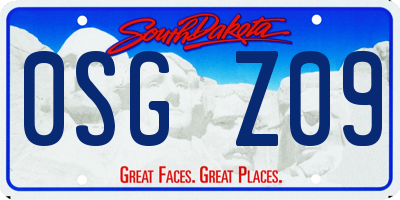 SD license plate 0SGZ09