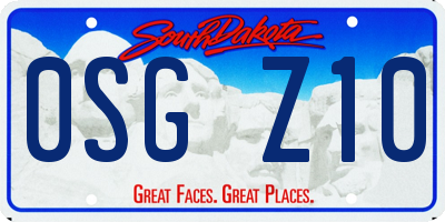 SD license plate 0SGZ10