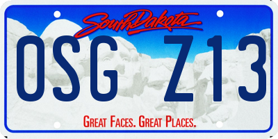 SD license plate 0SGZ13