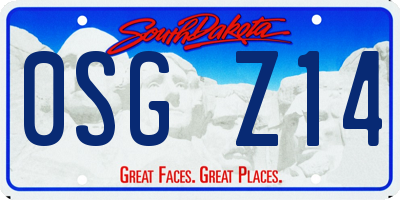SD license plate 0SGZ14