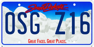 SD license plate 0SGZ16