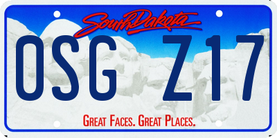 SD license plate 0SGZ17