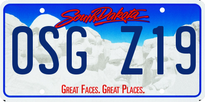 SD license plate 0SGZ19