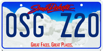 SD license plate 0SGZ20