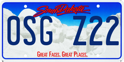 SD license plate 0SGZ22