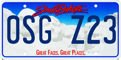 SD license plate 0SGZ23