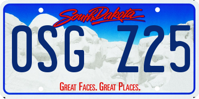 SD license plate 0SGZ25