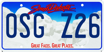 SD license plate 0SGZ26