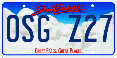 SD license plate 0SGZ27