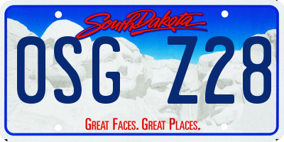 SD license plate 0SGZ28
