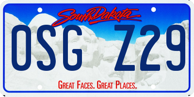 SD license plate 0SGZ29