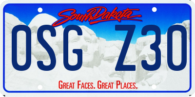 SD license plate 0SGZ30