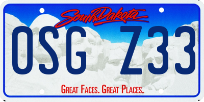 SD license plate 0SGZ33