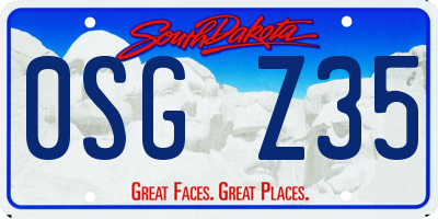 SD license plate 0SGZ35