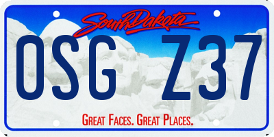 SD license plate 0SGZ37