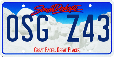 SD license plate 0SGZ43
