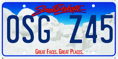 SD license plate 0SGZ45