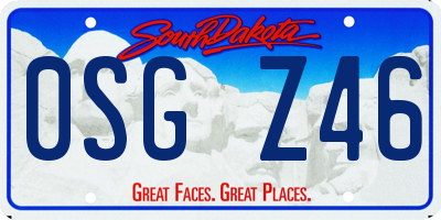 SD license plate 0SGZ46