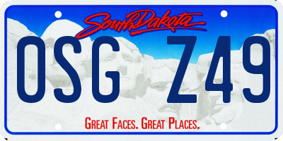 SD license plate 0SGZ49