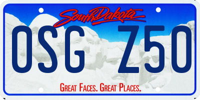 SD license plate 0SGZ50